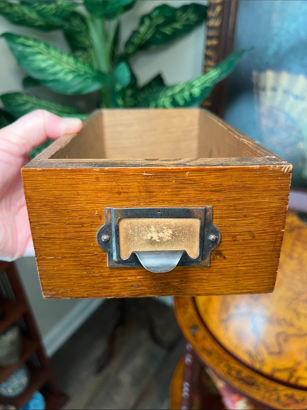 Vintage Rustic Farmhouse Apothecary Wooden Card Catalog Storage Drawer